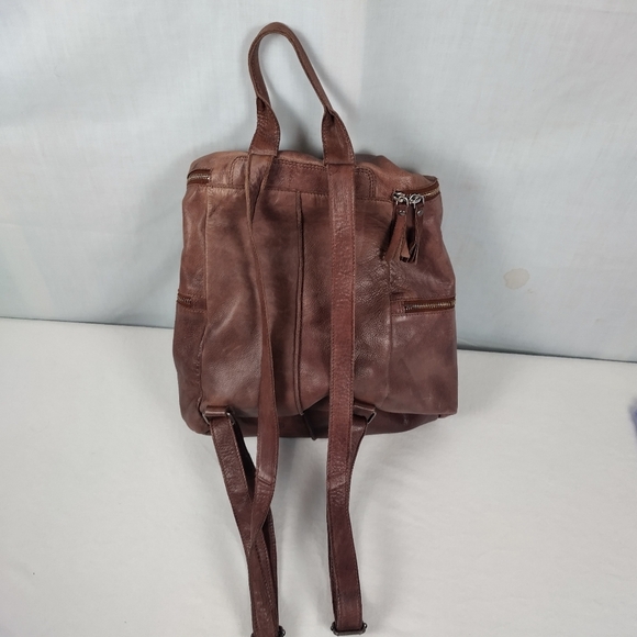 Vilenca Holland Dome Top Soft Genuine Leather Lined Backpack Brown Satchel Bag - Picture 5 of 16